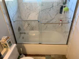 accessible bath shower combo with sliding glass door