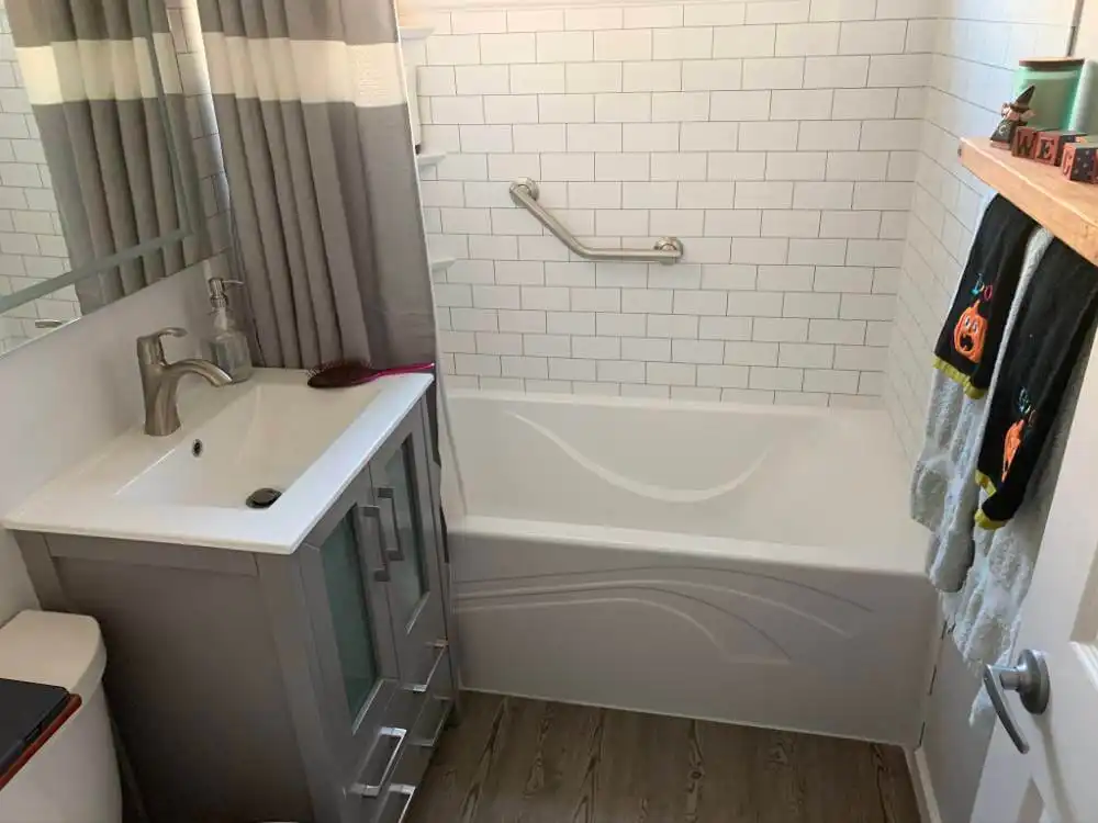 tile wall shower tub combo with curtains