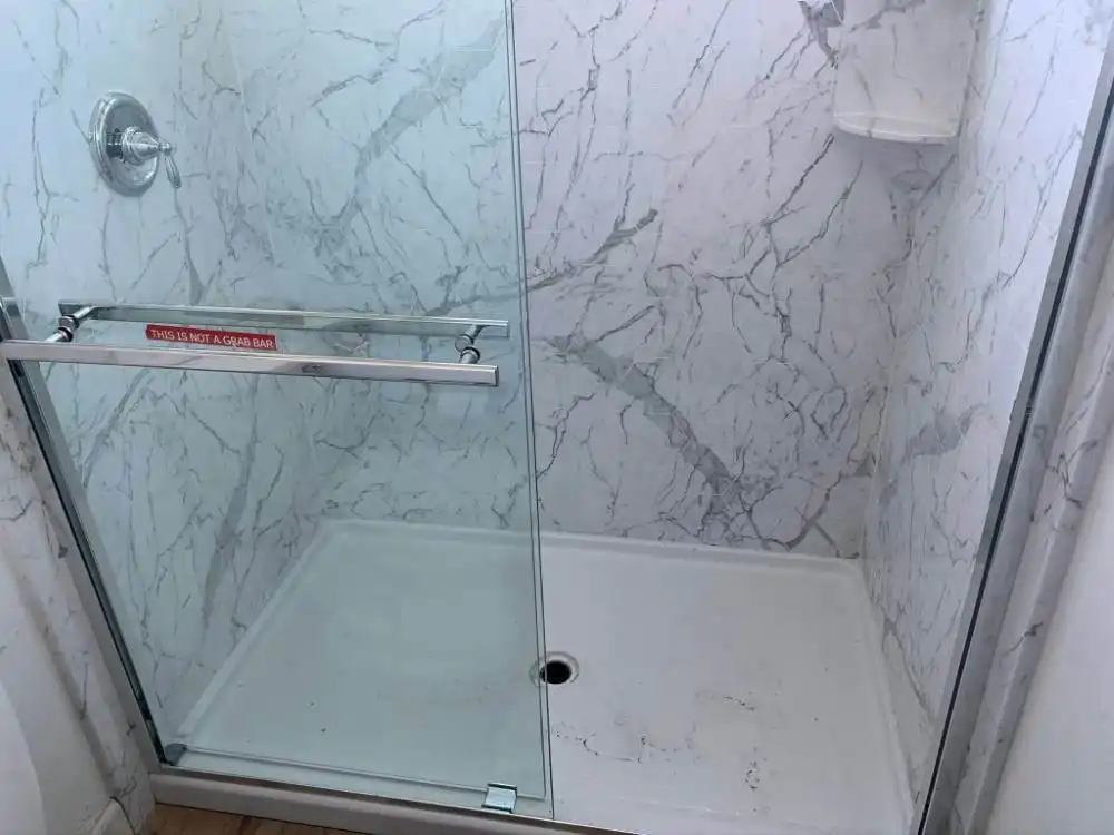 shower upgrade with white marble
