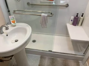 barrier free shower with built in shower stool